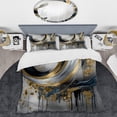thumbnail image 2 of Designart "Abstract Marble Shapes and Lines V" Abstract Marble Bedding Covert Set - Modern Gold Abstract Bed Set With 2 Shams, 2 of 6