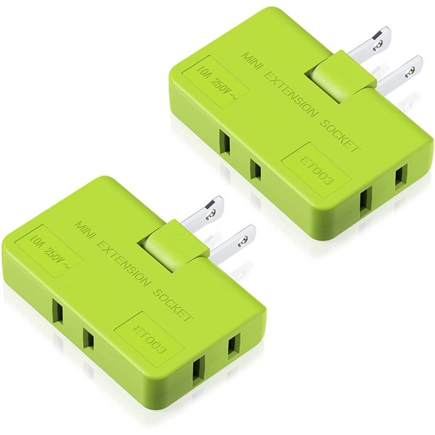 Flat wall Plug Adapter AC Outlet Extender, 2Prong Swivel Mini Indoor