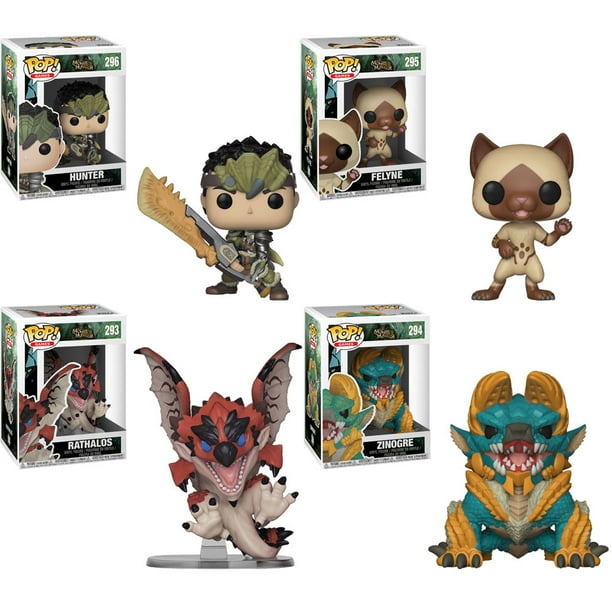 Funko POP! Games - Monster Hunter Vinyl Figures - SET OF 4 (Felyne, Hunter, Rathalos & Zinogre