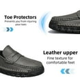 thumbnail image 3 of Men's Leather Loafers Comfortable Casual Slip-On Round Toe Shoes Hand-Stitched Non-Slip Daily Driving Office Walking Shoes Gray 8.5 US, 3 of 7