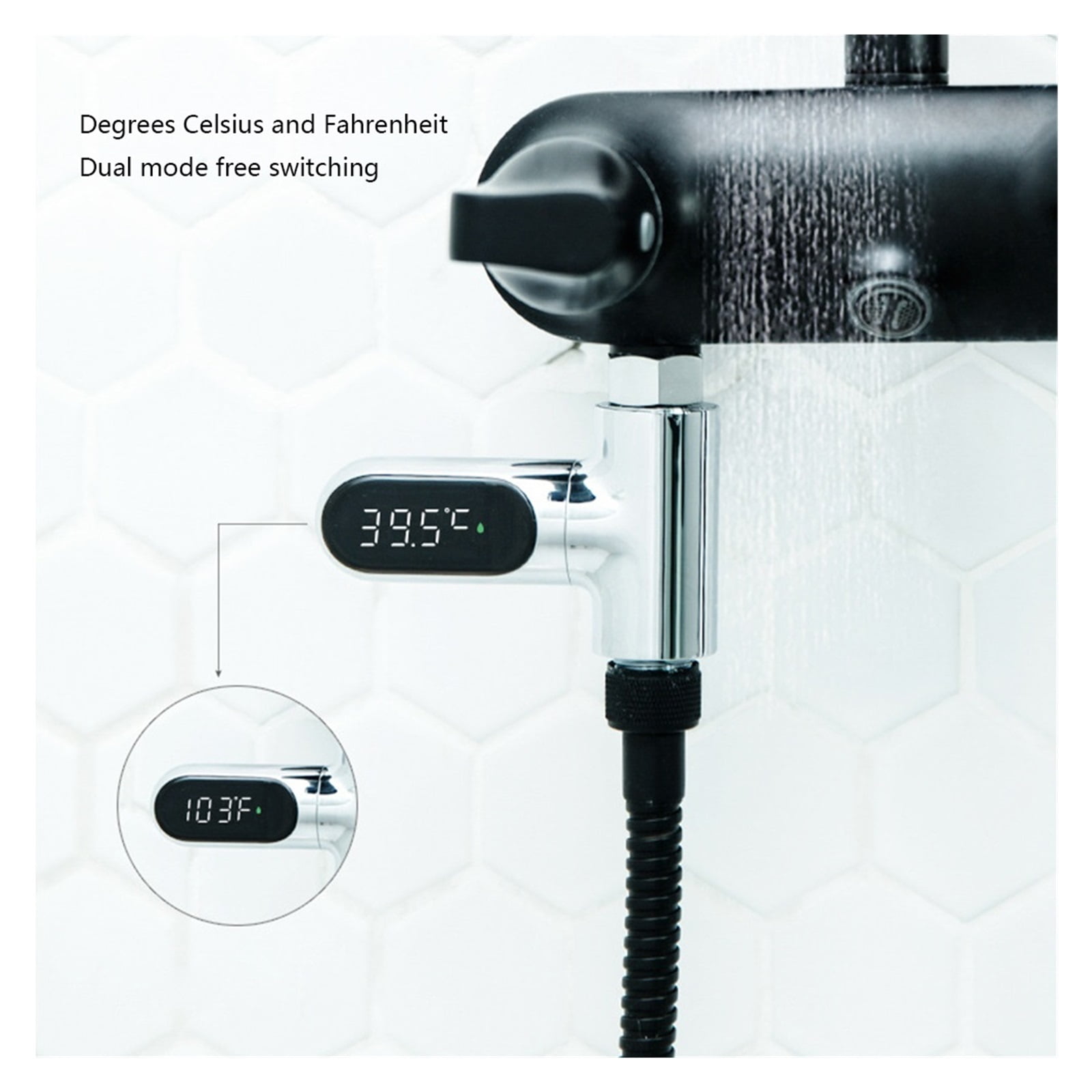 LED Display Water Shower Thermometer 5°C-85°C Self-Generated Electricity Water Temperature Monitor Smart Meter Thermometer ,Energy Saving