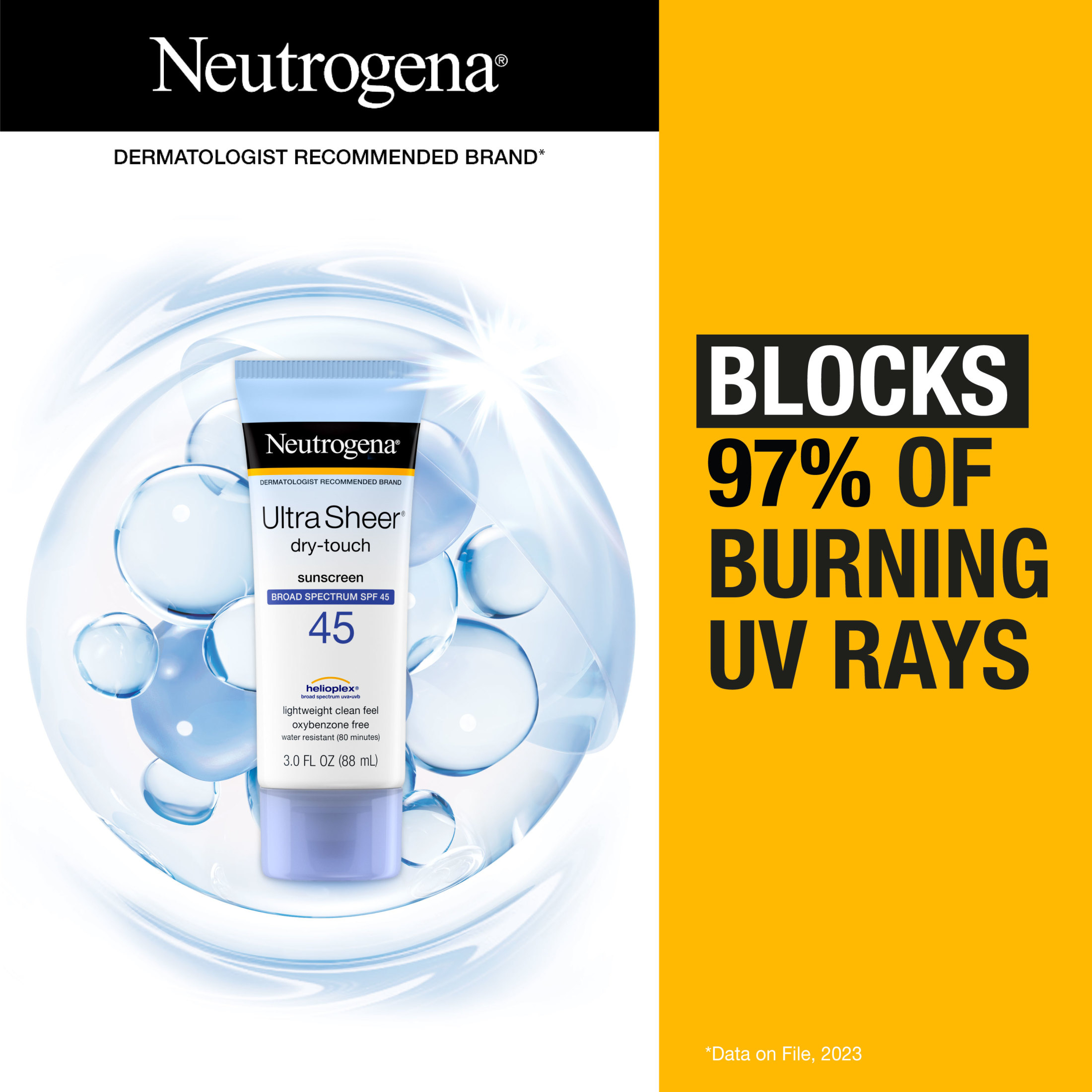 Neutrogena Ultra Sheer Dry-Touch SPF 45 Sunscreen Lotion, 2 x 3 fl. oz - image 3 of 9