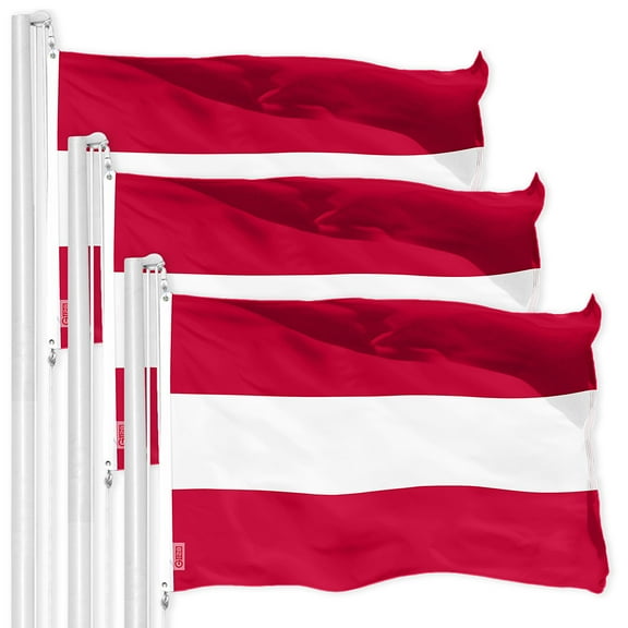 G128 3 Pack: Austria Austrian Flag | 3x5 Ft | Printed 150D Polyester - Indoor/Outdoor, Vibrant Colors, Brass Grommets, Quality Polyester, Much Thicker More Durable Than 100D 75D Polyester