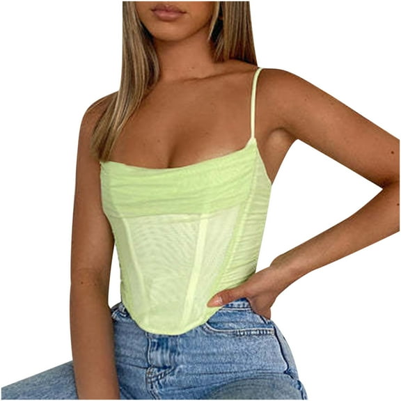 Babysbule Womens Summer Top Fashionable Women's Casual Solid Color Mesh Sleeveless Cool Summer Tank Top