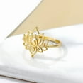 thumbnail image 2 of Simple Brass Lotus Cutout Ring For Women Fashion Jewelry Gold Or Silver Tone, 2 of 5