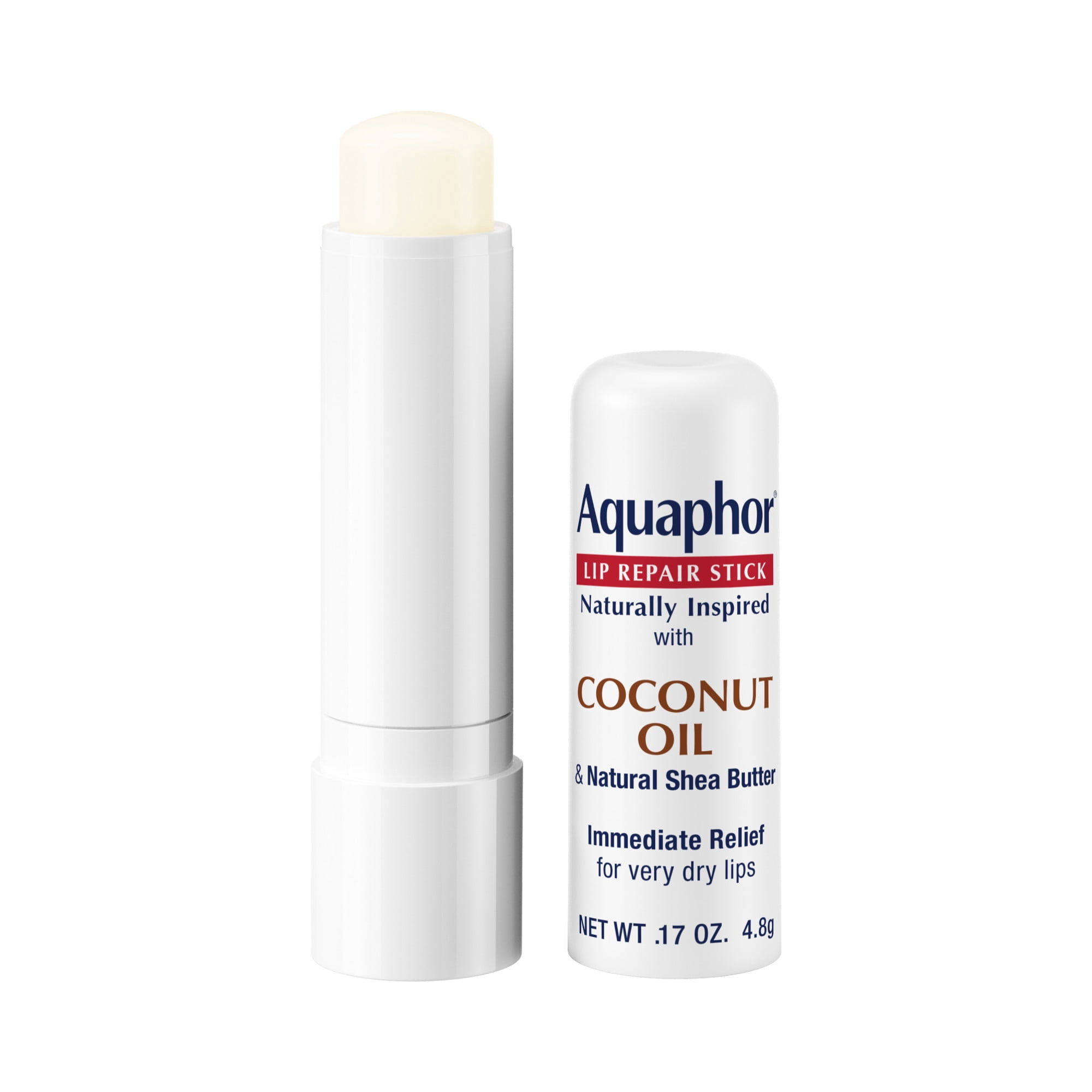 Aquaphor Naturally Inspired Lip Repair Balm Stick for Very Dry Lips with Coconut Oil, 0.17 oz