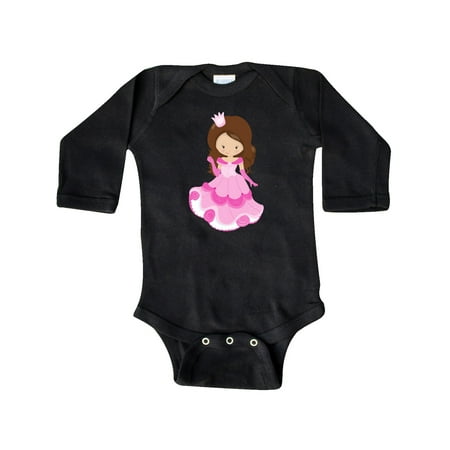 

Inktastic Cute Princess Princess In Pink Dress Brown Hair Gift Baby Girl Long Sleeve Bodysuit