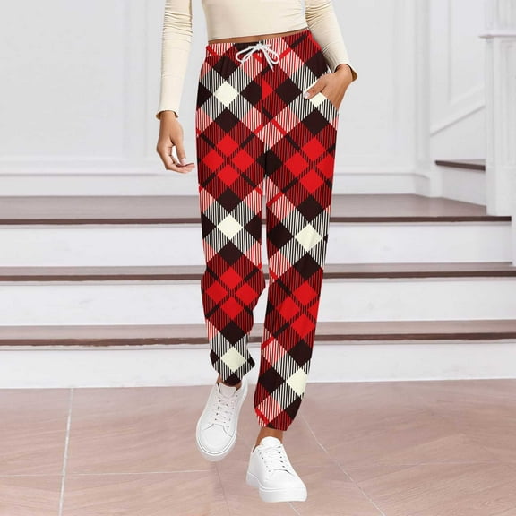 Blmnix Pajamas for Women Set Petite Pajamas Flannel Pajamas Sleep Pants Pjs Red Taper Ankle Womens Pjs,S