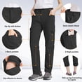 thumbnail image 2 of POENTAB Hiking Pants for Women Convertible Zip Off Quick Dry Pants for Cargo, Camping, Travel, Outdoor, Fishing, Safari Black, 2 of 7