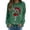 Dark Green, variant on QTSHPN Fall Crewneck Sweatshirt Merry Christmas Print Round Neck Fit Pullover Long Sleeve Loose Blouse Women's Sweatshirt Dark Green M