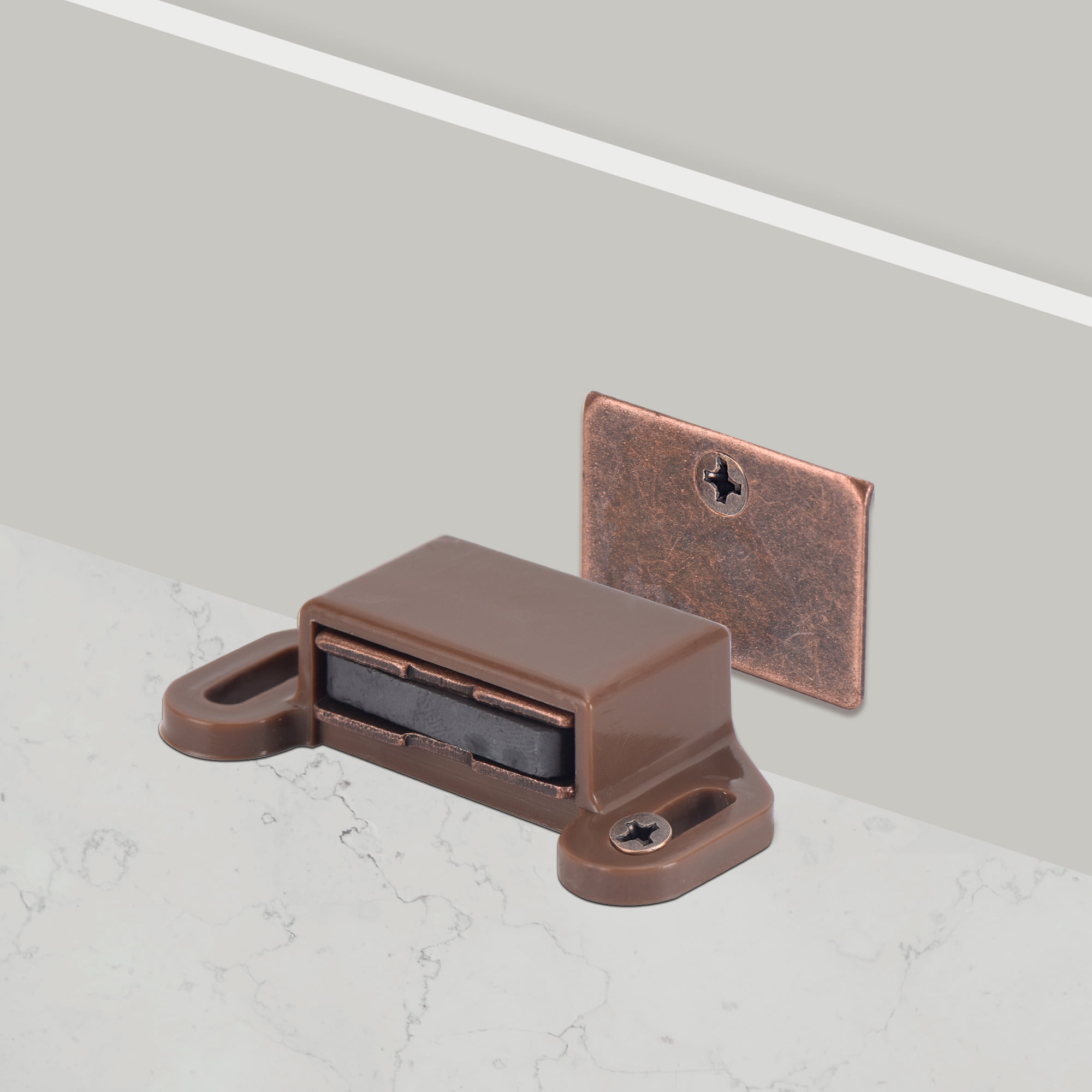 Hyper Tough Magnetic Door Catch, Brown, 4 counts per pack, mounting hardware included