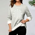 thumbnail image 4 of Women's Festive Snowflake Print Pullover Crew Neck Thermal Winter Sweater Cozy Wear, 4 of 5