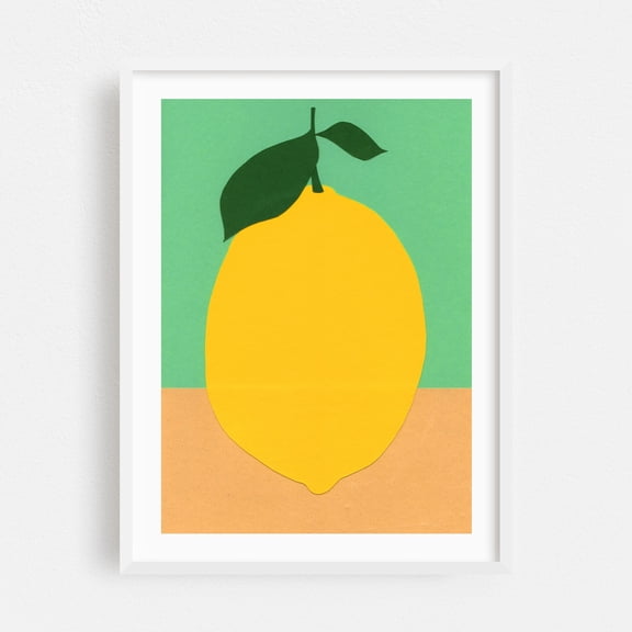 Lemon - Illustration White Framed Wall Art Print 12 x 18 inches