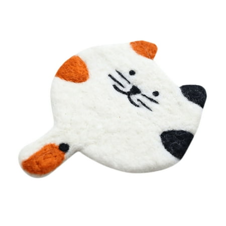 

Cute Cat Cup Cushion Wool Felts Cat Cup Cushion Cute and Well-behaved Placemat Creative Gift