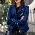 thumbnail image 3 of Abrigo liso de otoño para mujer, prendas de vestir de piel sintética, traje con cremallera, chaqueta corta fina a la moda para primavera y otoño para mujer, 3 of 5