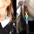 thumbnail image 3 of Besufy Women Acrylic Rainbow Chain Long Dangle Ear Clip Hook Earrings Club Jewelry Ear Hook, 3 of 9
