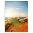 thumbnail image 2 of Rocky Red Beach and Blue Sky - Large Seashore Canvas Print, 2 of 3