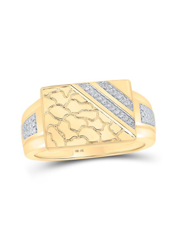 10kt Yellow Gold Mens Round Diamond Nugget Ring 1/20 Cttw