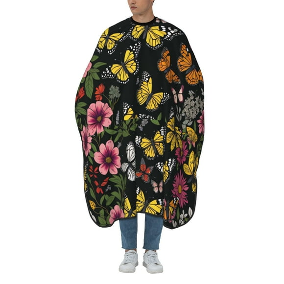 ZICANCN Hair Cutting Cape for Adults, Spring Blooms Flowers Butterfly Cape Salon Barber Cape for Hair Stylist Shampoo Capes Waterproof 55x66 IN