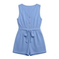 thumbnail image 3 of WAGUTH Women's Belted Cotton Linen Rompers V Neck Sleeveless Button Down Jumpsuit Casual One Piece Shorts with Pockets for Summer, 3 of 7