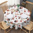 thumbnail image 3 of White Christmas Santa Pattern Round Tablecloth 60"x60",Wrinkle Wipeable Table Cloth for Kitchen Dining Room Picnic Patio Party, 3 of 6