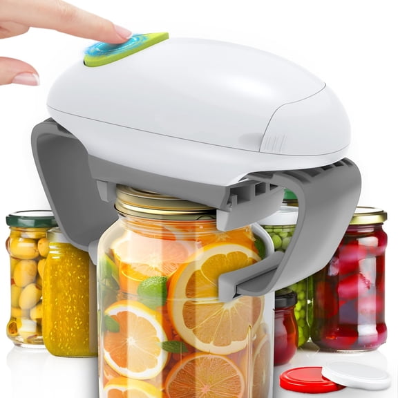 Electric Jar Opener for Seniors with Arthritis,One Touch Automatic Jar Opener for Weak Hands,Easy Open Standard & Vacuum Sealed Kitchen Jars,Auto-Off Design (White)