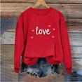 thumbnail image 4 of Pxxlle Love Valentines Day Sweatshirts for Women Cute Heart Graphic Sweatshirt Oversized Long Sleeve Crewneck Pullover Tops Red S, 4 of 7