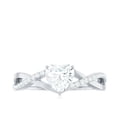 thumbnail image 4 of Rosec Jewels - Moissanite Heart Engagement Ring 1 Carat - Crossover Ring for Women - 7 mm - D-VS1 Quality Certified, 10K White Gold, US 5.00, 4 of 8