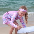 thumbnail image 5 of BAOHULU Two-Piece Girls Long Sleeve Swimsuits Sun Protection Bathing Suit with Hairband, 5 of 6
