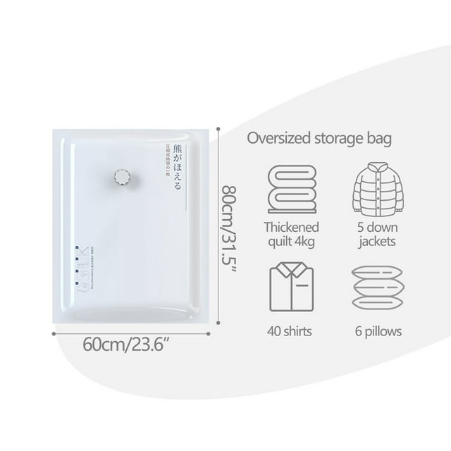 Sac de Compression sous Vide Blanc Lait Imprimé pour Vêtements et Couettes, Sac de Rangement sous Vide, Literie, Vêtements, Voyage, Finition, Pompage, Sac sous Vide