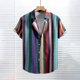 thumbnail image 1 of Blusa y camisa de manga corta con cuello vuelto para hombre, estilo casual, con botones, estampado playero, de manga corta, de poliéster, 1 of 7