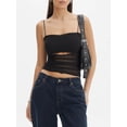 thumbnail image 4 of Yunliwuli Women's Slim Cami Tops Floral Print Spaghetti Strap Vest Cutout Front Cropped Camisole, 4 of 7