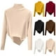 thumbnail image 1 of Tops formales,Camisa de mujer de color liso con cuello medio alto, blusa de poliéster de manga larga, top informal holgado para uso diario, sopatenor, 1 of 8