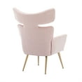 thumbnail image 4 of Fish Tail Accent Chair, Leisure Single Chair with High Back and Armrest, Upholstered Sofa Chair with Gold Metal Legs, Modern Reading Chair Vanity Chair for Living Room, Bedroom, Apartment, Pink, 4 of 7