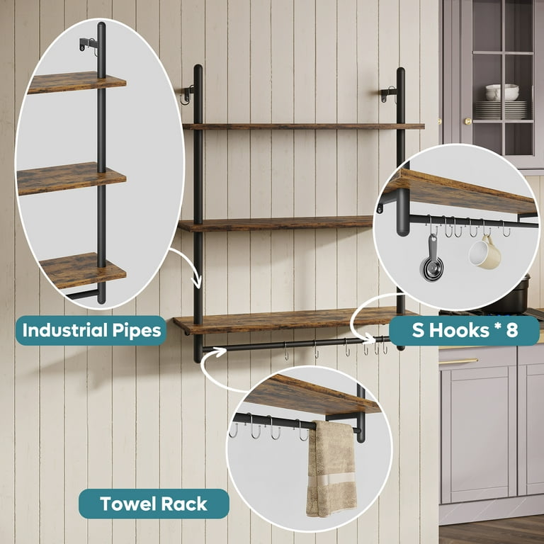 Bestier 24 Kitchen Wall Shelves 2-Tier Floating Shelves with