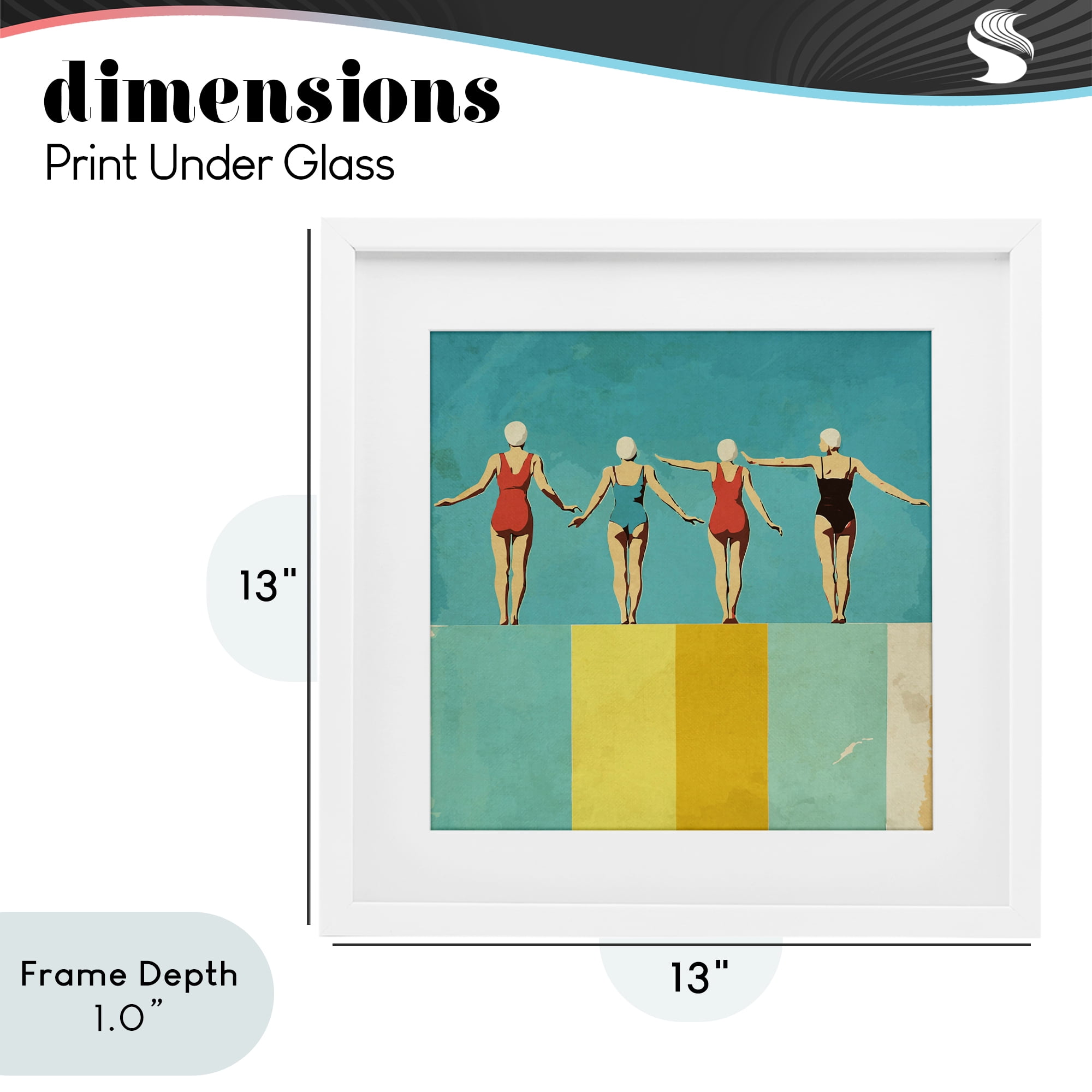 Stupell Industries Four Figures on the Pool White Framed Print Under Glass, design by Layla Oz