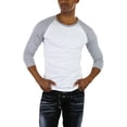 thumbnail image 5 of ToBeInStyle Mens Sleeved Baseball Inspired Classic Shirt Tee - 3/4 Sleeve - Heather Grey/White - Large, 5 of 7