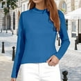 thumbnail image 2 of EDFBUYKRS Striped Button Down Shirts for Women Smocked Blouse Causal Long Sleeve Tops with Pocket S, 2 of 5