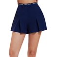 thumbnail image 3 of Womens Letter Printed Waist Pleated Athletic Shorts Navy Blue S, 3 of 7