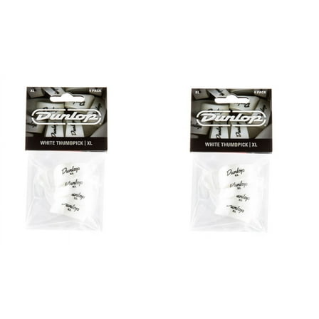 Dunlop Thumb Picks  8 Pack  White  Extra Large  (9004P) Guitar banjo