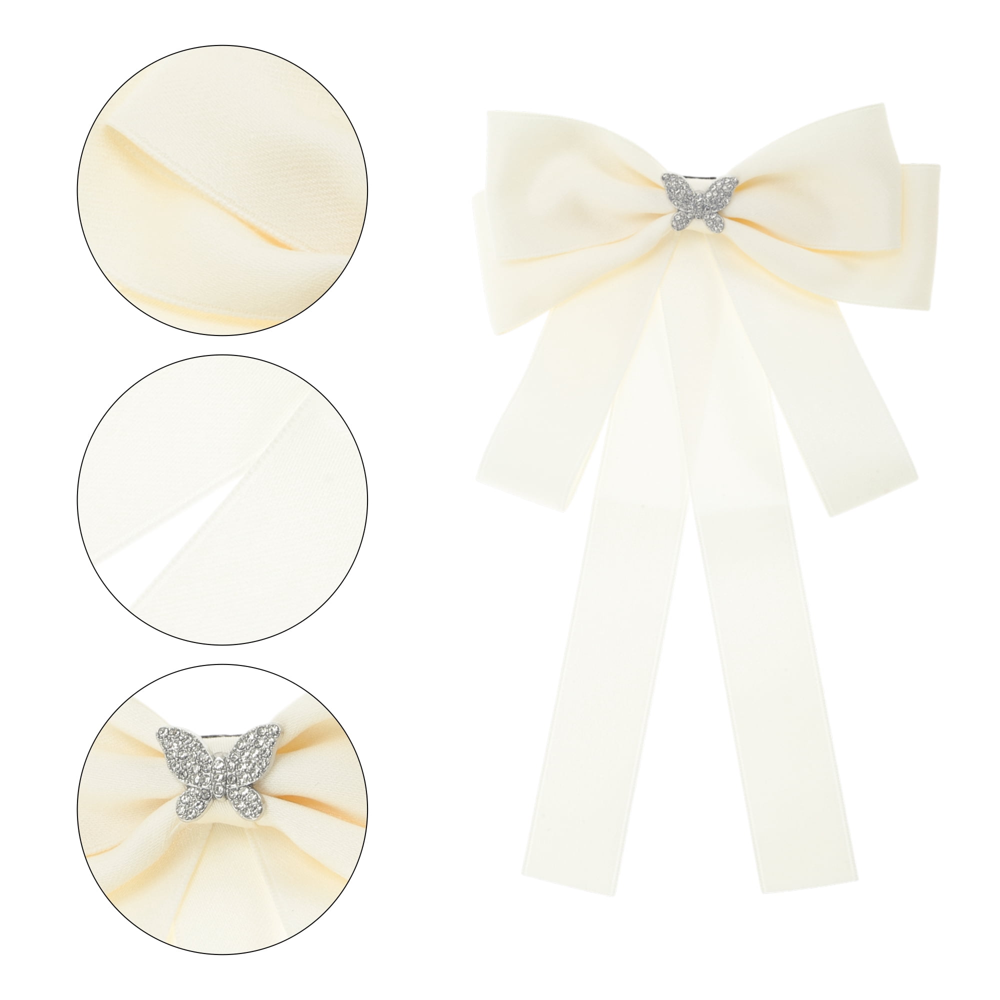 Unique Bargains Ribbon Bow Brooches Butterfly Rhinestone for Gifts