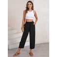 thumbnail image 4 of Pantalones EVALESS Summer de cintura alta holgados negros para mujer, 4 of 7