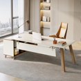 thumbnail image 4 of Tribesigns Large L-Shaped Desk, Modern Executive Office Desk with Drawers, 78.7 Inch Computer Desk with Cabinet for Home Office,White & Walnut, 4 of 5