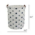 thumbnail image 5 of AUCHEN Laundry Hamper, Large Waterproof Cotton Fabric Laundry Baskets with 2 Handles - 19.7"Hx 15.7"Wx 15.7"L - Dirty Clothes, Kids Baby Toys Organizer (Round - Blue Shell), 5 of 8