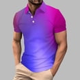 thumbnail image 2 of IhhxPro Men's Short Sleeve Gradient Collared Shirt with Button Detail Fashion Casual Summer Slim Fit Cotton Office Travel S-4XL, 2 of 6