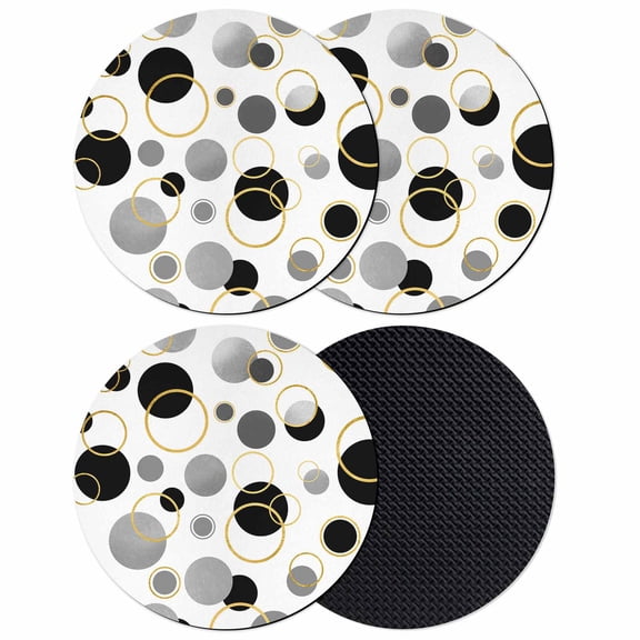 Black Polka Dots Coasters Set of 4, Absorbent Coasters for Drinks, Modern Abstract Art Coaster for Desk Coffee Table Protection, Home Decor House Warming Gifts 4"
