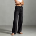 thumbnail image 6 of AherBiu Juniors Jeans for Women Straight Leg Loose Fitted Button Waisted Streetwear Denim Pants with Pockets, 6 of 7
