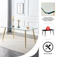 thumbnail image 2 of 63" Rectangular Glass Dining Table with 4 Metal Legs, Modern Dinner Table, 2 of 7