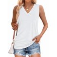 thumbnail image 2 of Women Summer V Neck Tank Tops White M, 2 of 8