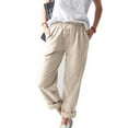 thumbnail image 4 of iHPH7 Summer Pants for Women, Petite Pants for Women, Linen Pants Women, Gauze Pants, Travel Pants Women, Beige L, 4 of 9